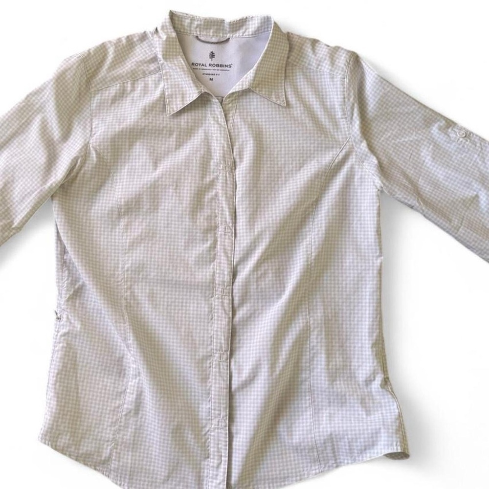 Royal Robbins Women’s White and light gray Checkered Shirt